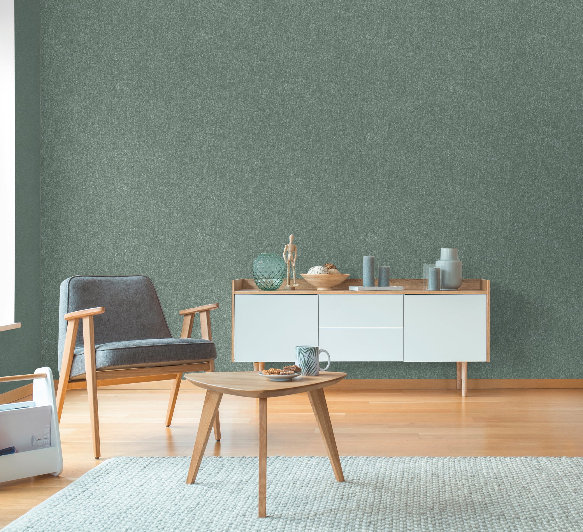 High-quality wallpaper from the Hygge III collection in green 