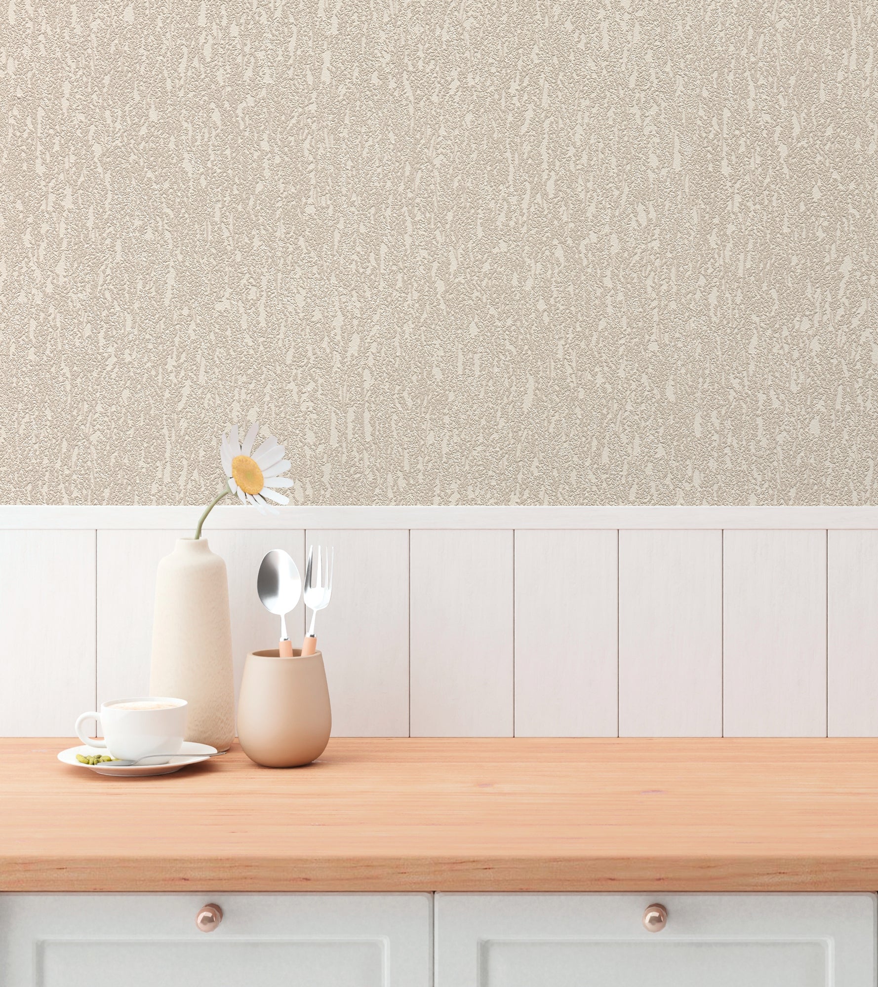 High-quality wallpaper from the Hygge III collection in beige 