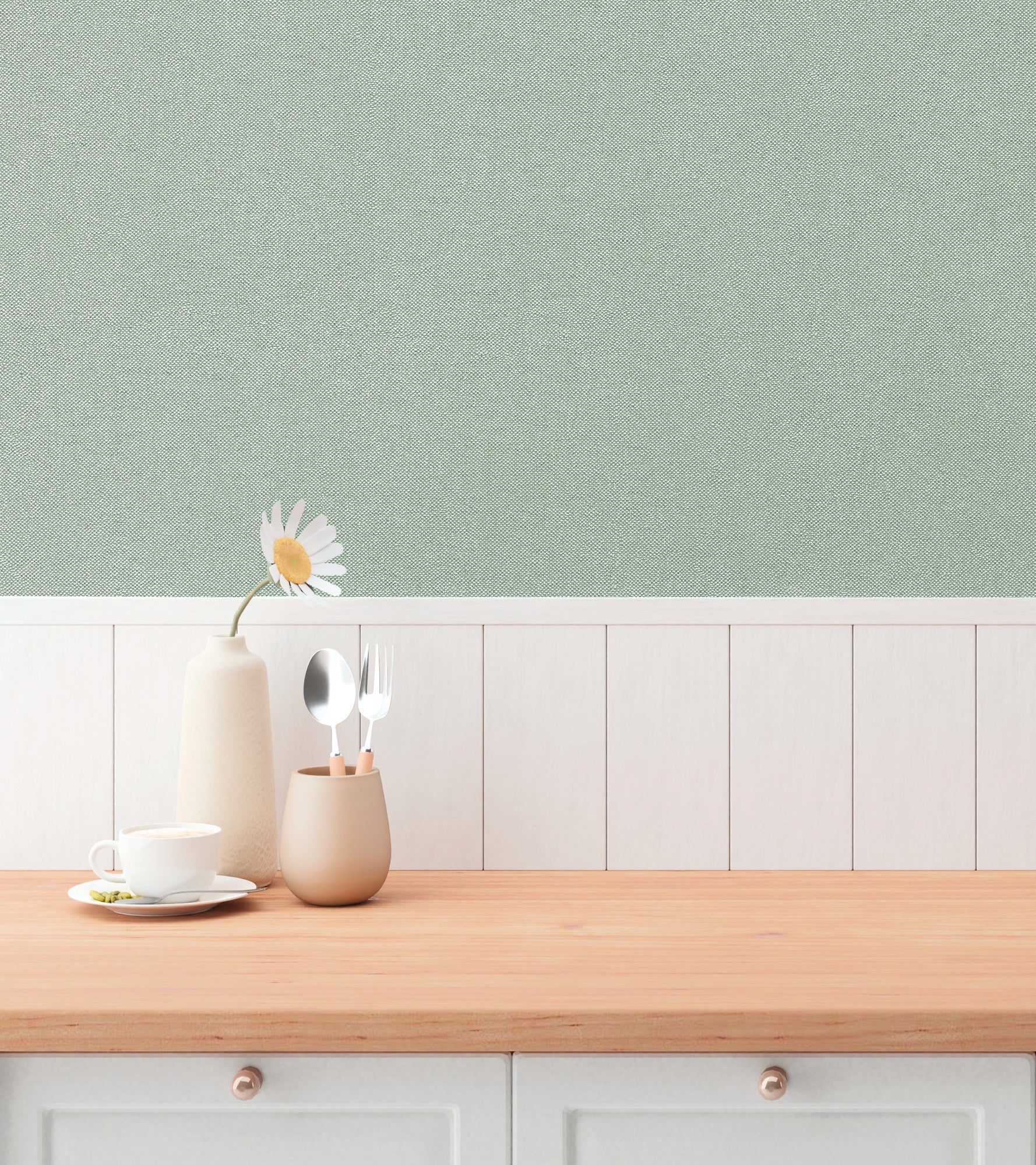 High-quality wallpaper from the Hygge III collection in green 