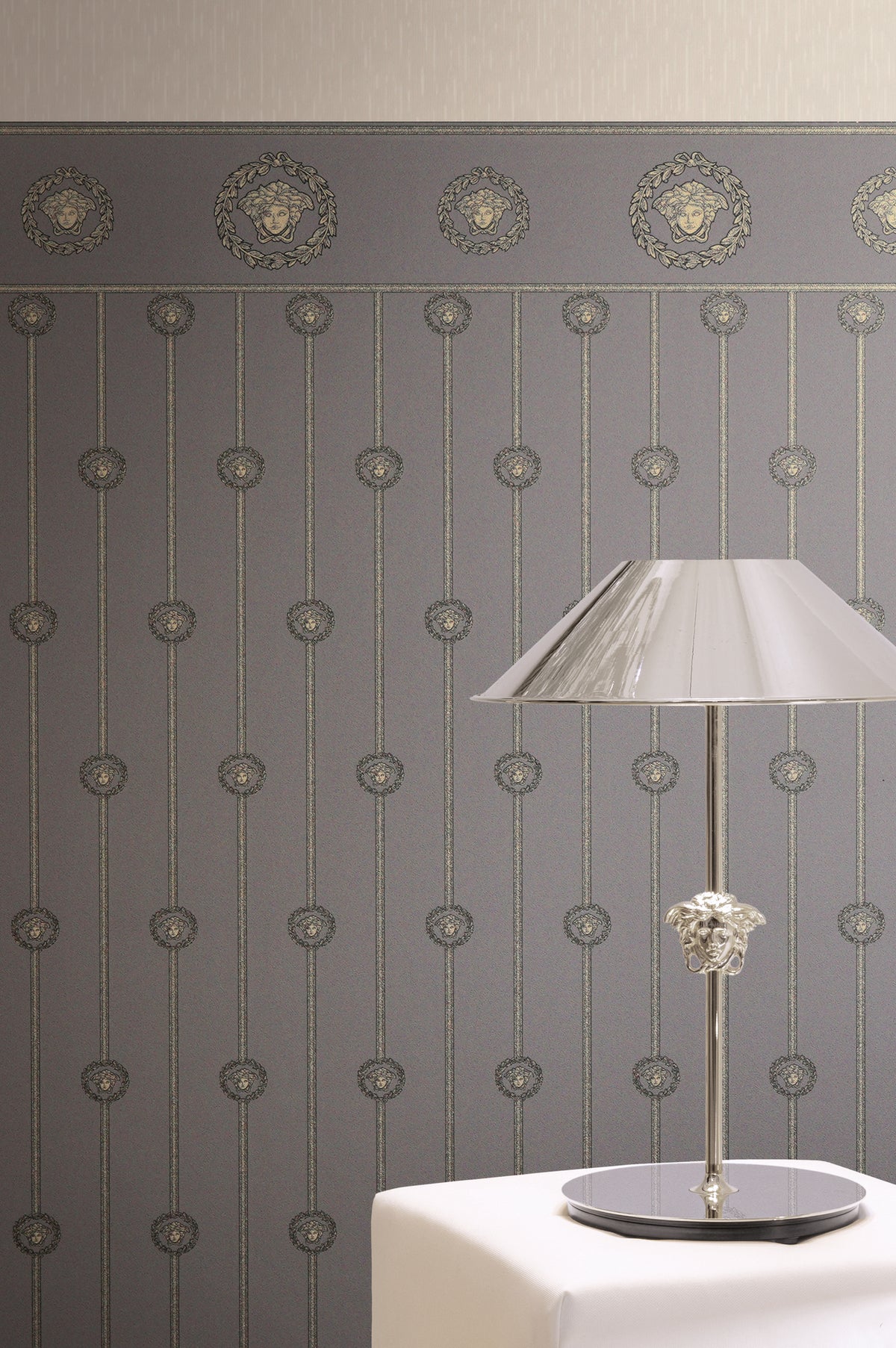 Versace 6-Vliestapete Vinyltapete Grau Medusakopf