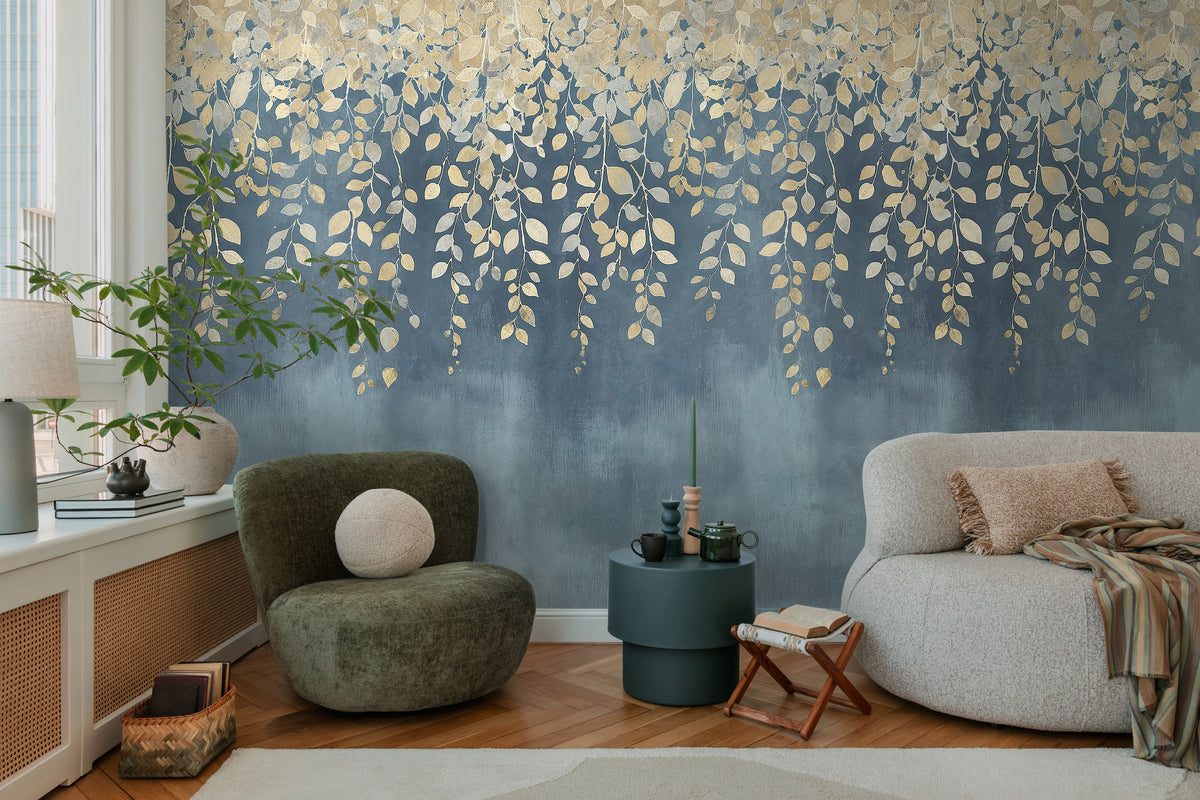 High-Quality Photo Wallpaper Blue Floral