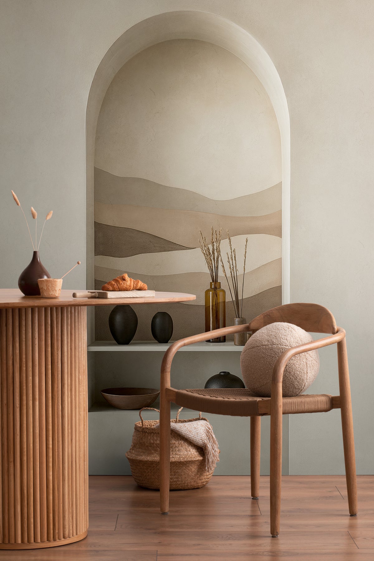 High-Quality Beige 3D Photo Wallpaper