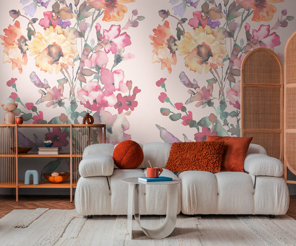 High-Quality Photo Wallpaper Pink Floral Pattern