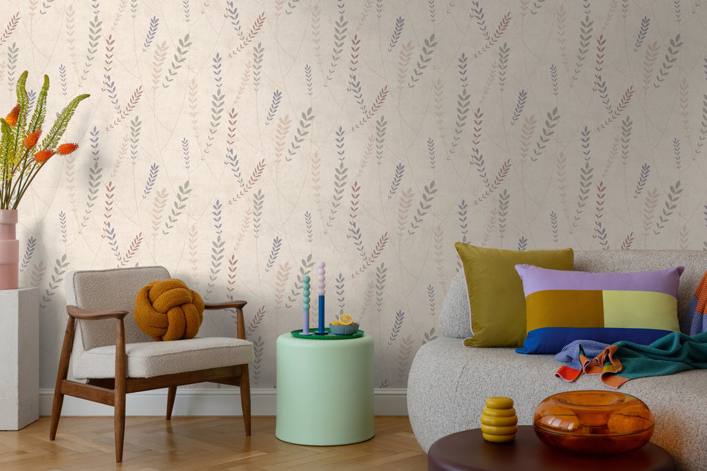 High-Quality Non-Woven Wallpaper Beige Floral