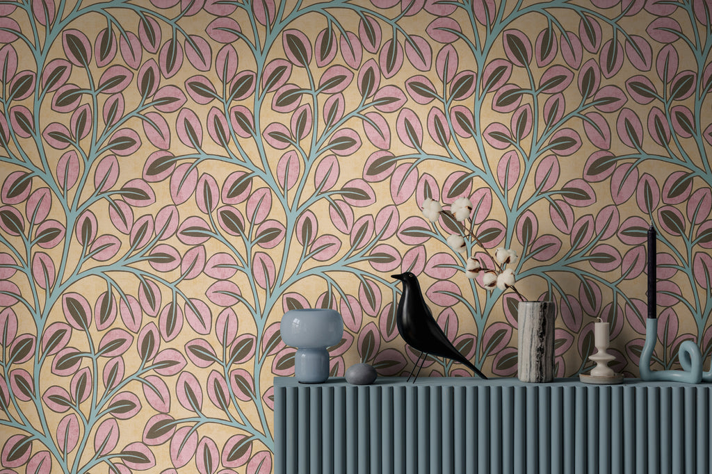 High-Quality Non-Woven Wallpaper Yellow Floral