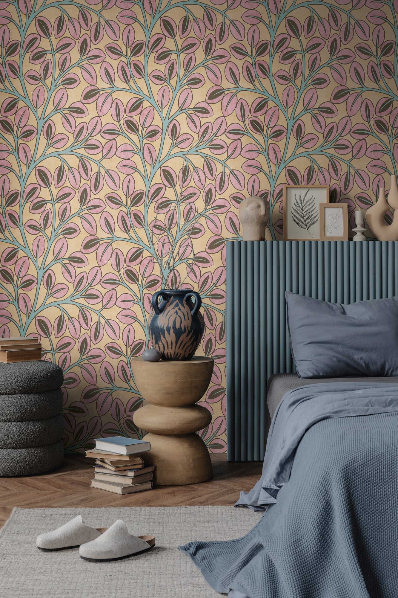 High-Quality Non-Woven Wallpaper Yellow Floral