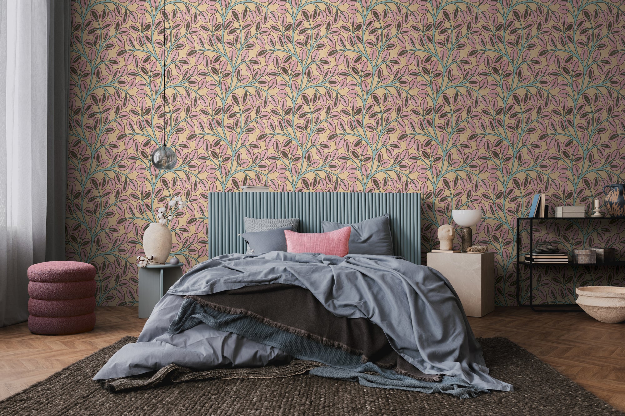 High-Quality Non-Woven Wallpaper Yellow Floral