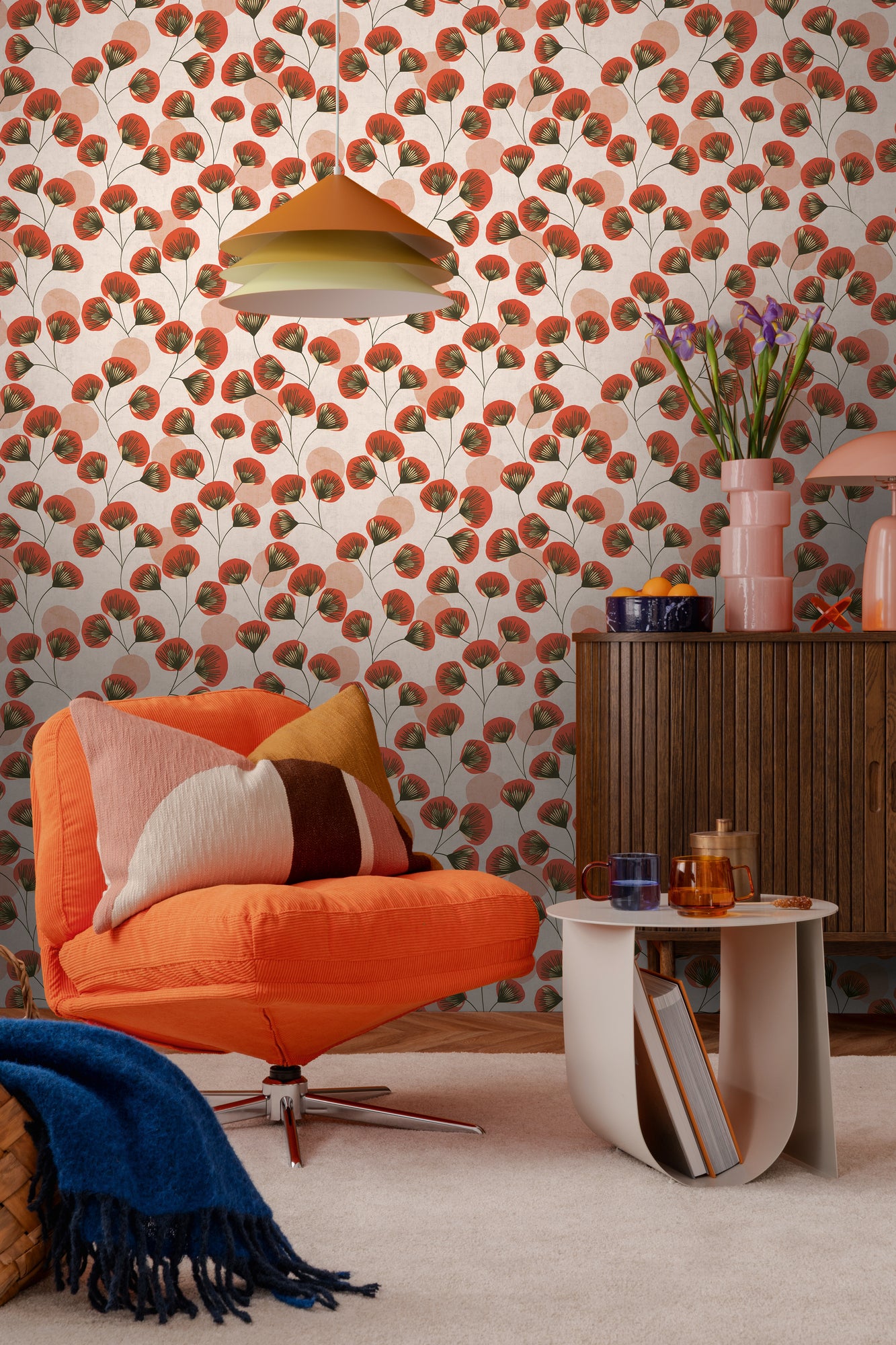 Premium Non-Woven Wallpaper Grey Floral