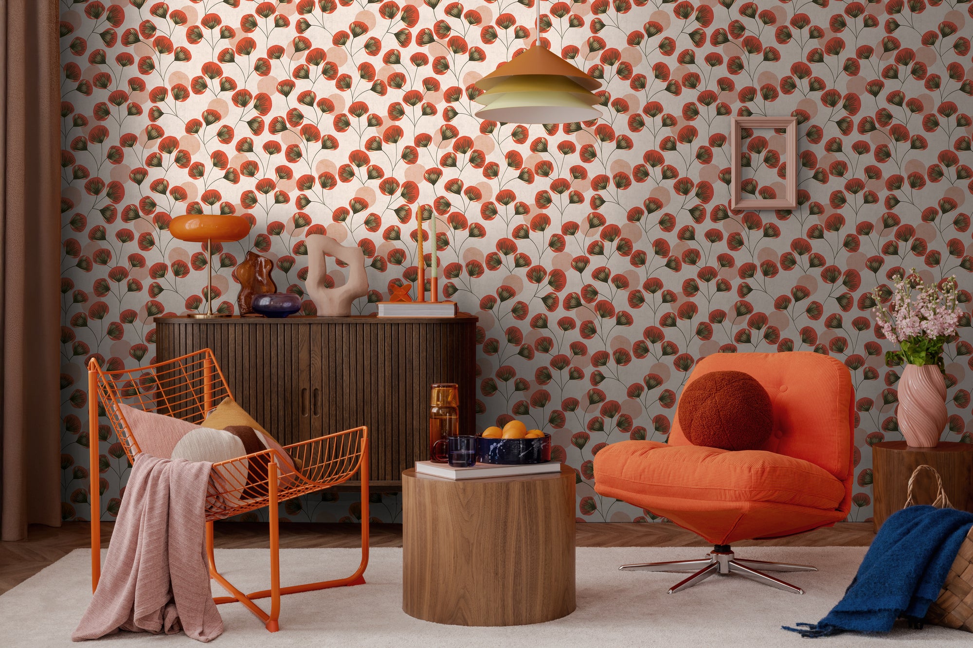 Premium Non-Woven Wallpaper Grey Floral
