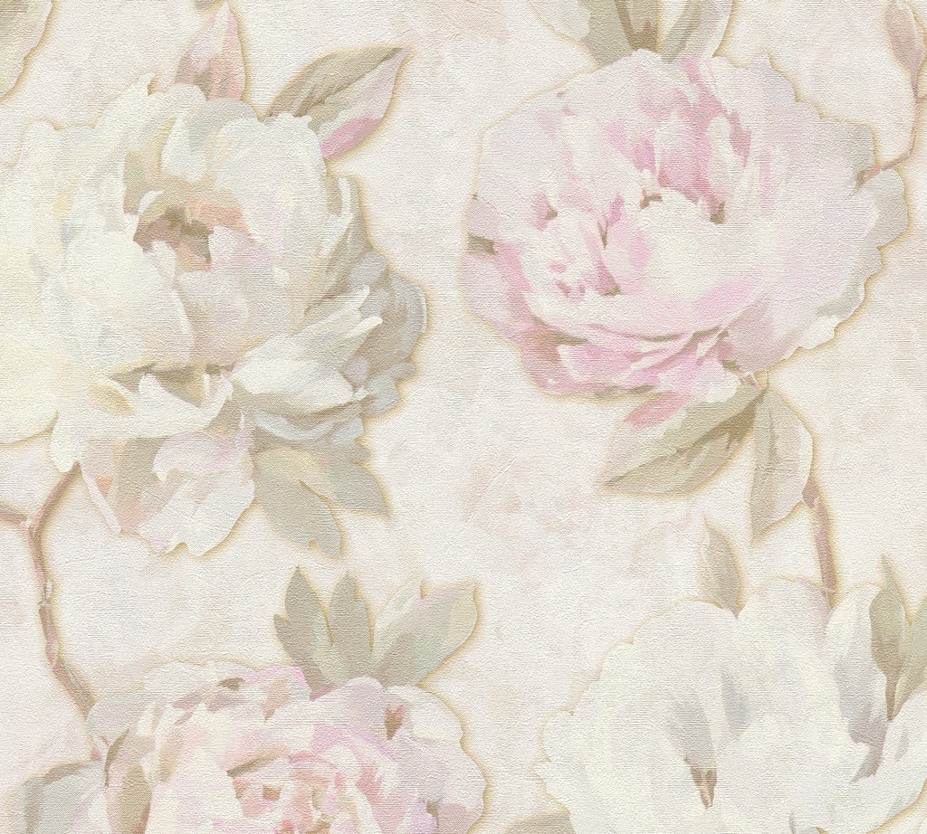 Hochwertige Vliestapete Creme Floral