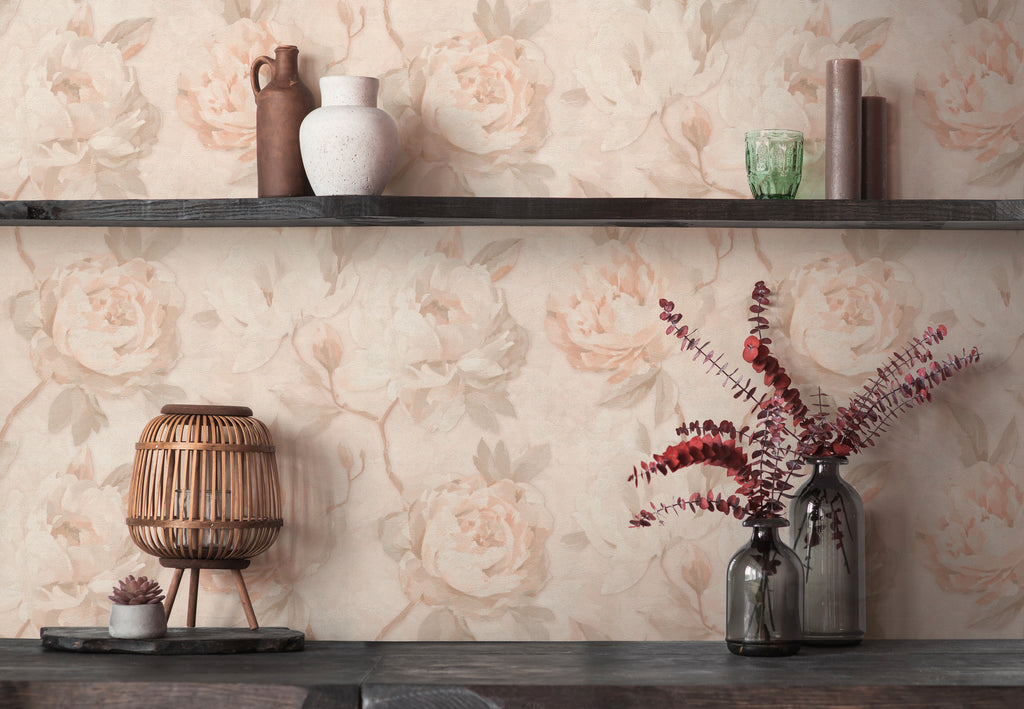 High-Quality Non-Woven Wallpaper Cream Floral