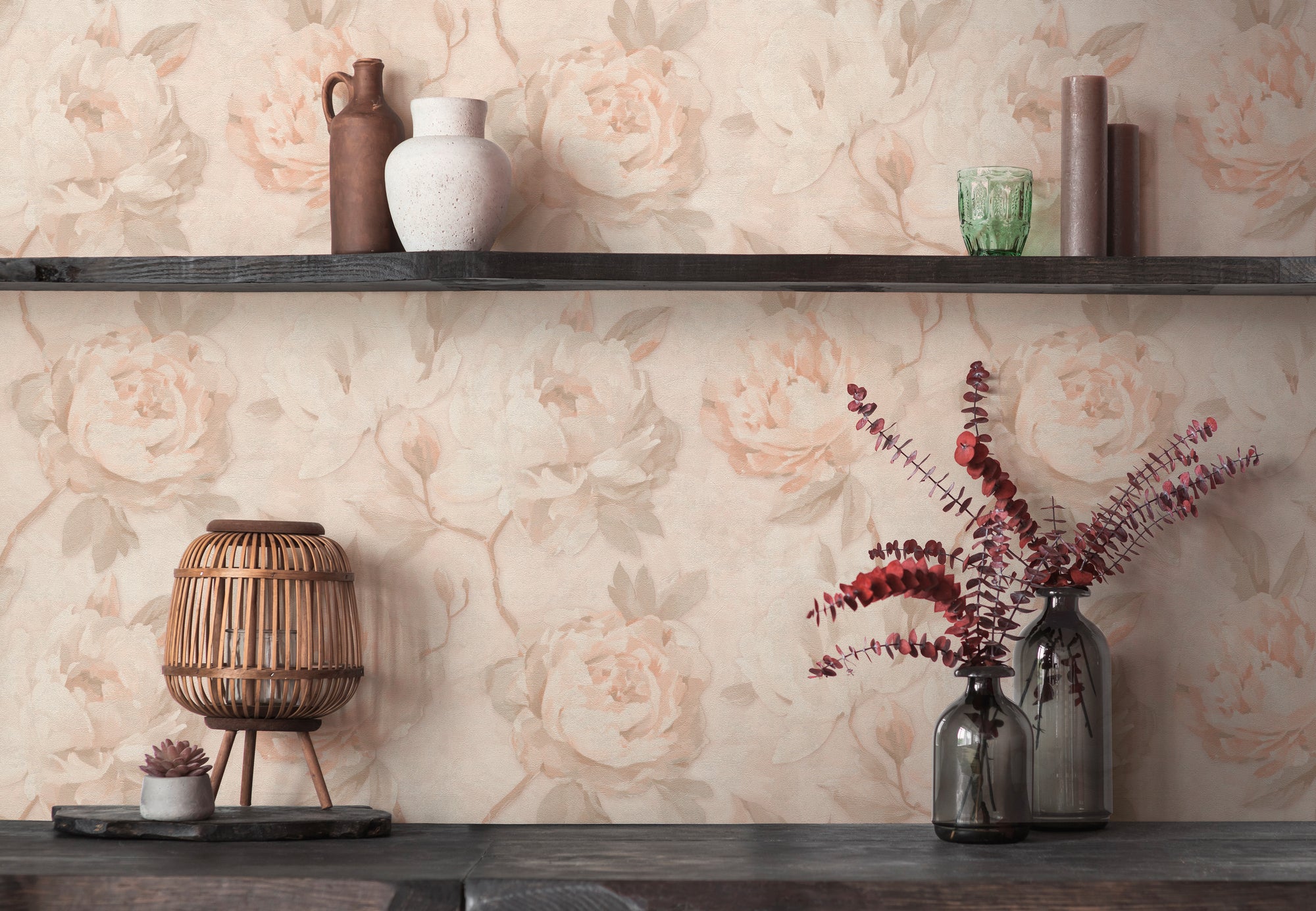 High-Quality Non-Woven Wallpaper Cream Floral