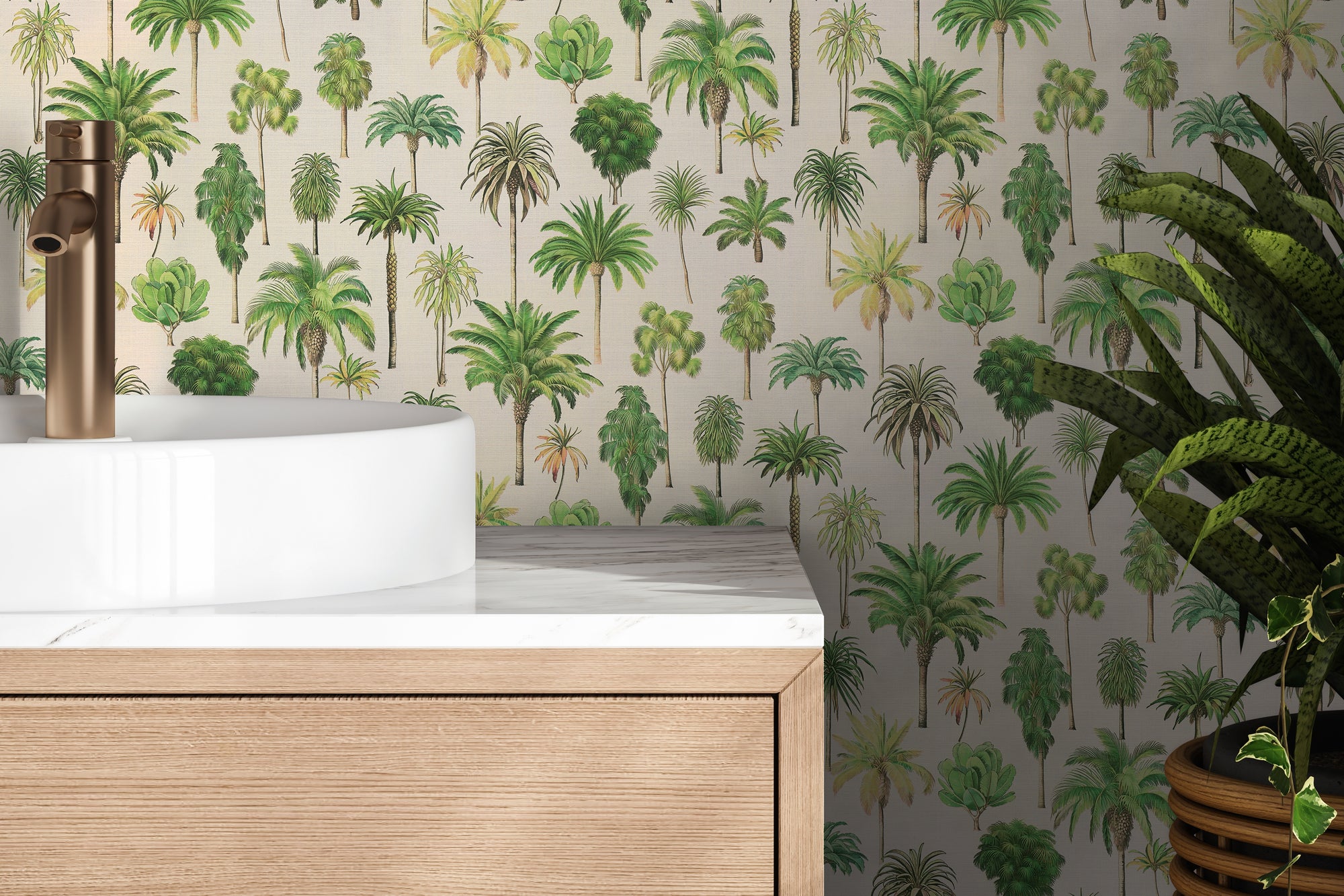 High-Quality Non-Woven Wallpaper Beige Floral