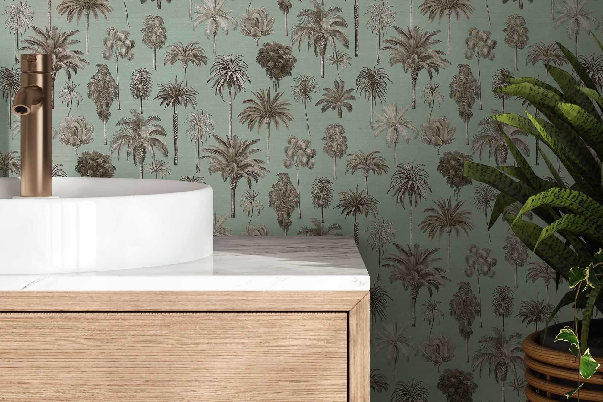 High-Quality Non-Woven Wallpaper Brown Floral