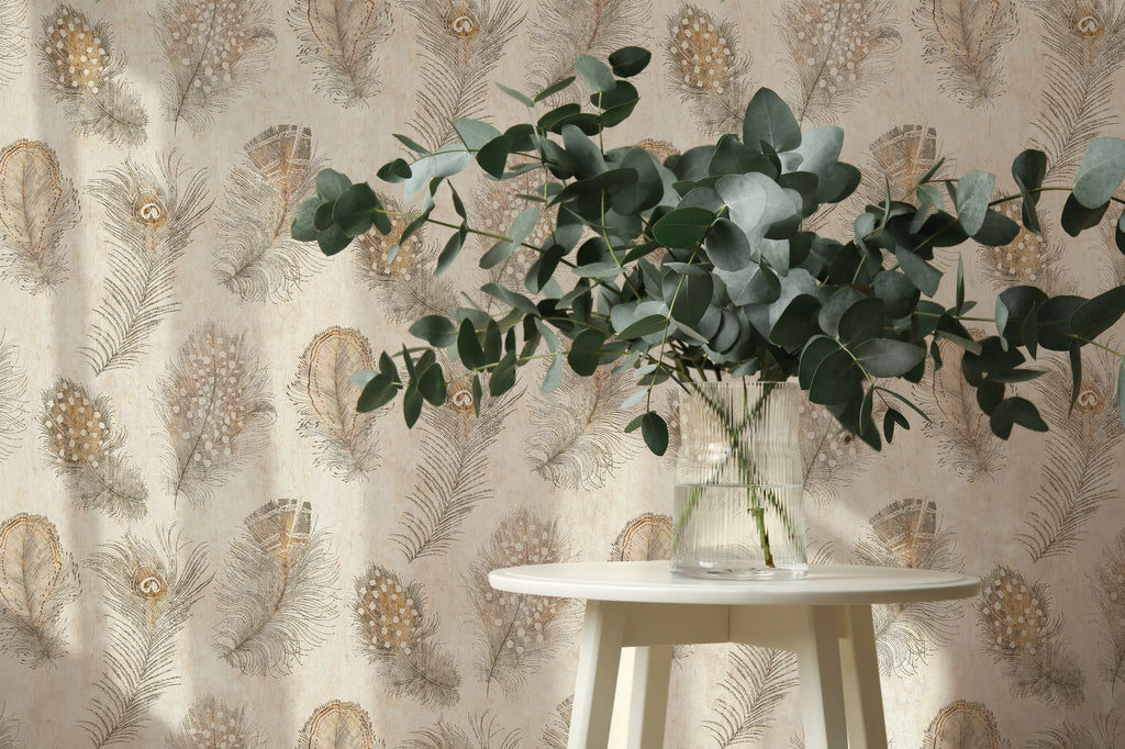 Premium Non-Woven Wallpaper Beige Asian