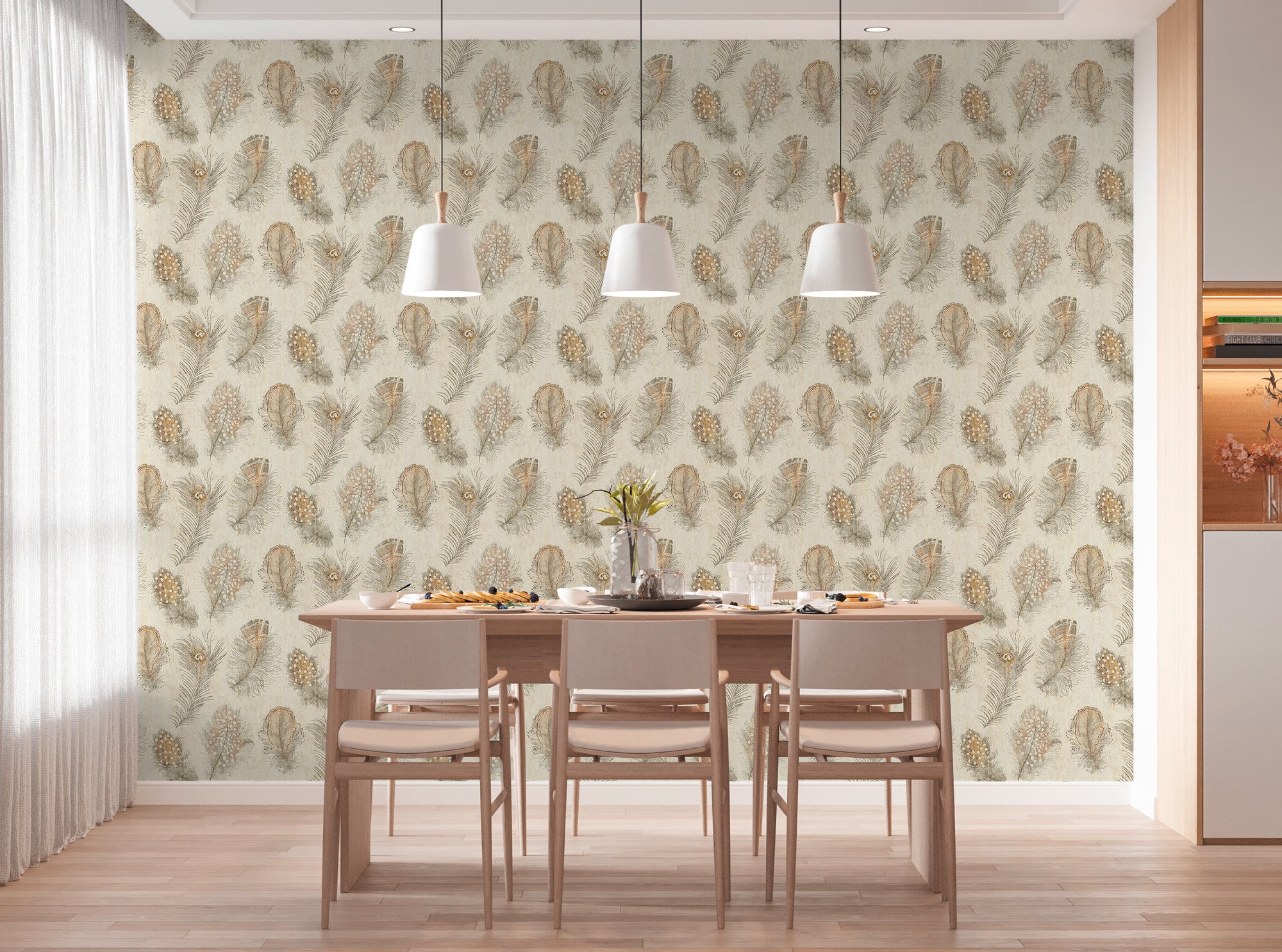 Premium Non-Woven Wallpaper Beige Asian