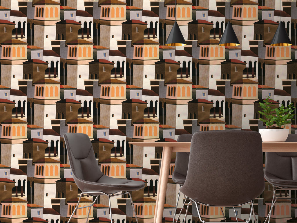 High-Quality Non-Woven Wallpaper White Geometric