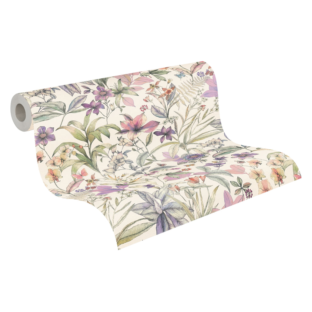 High-Quality Non-Woven Wallpaper White Floral