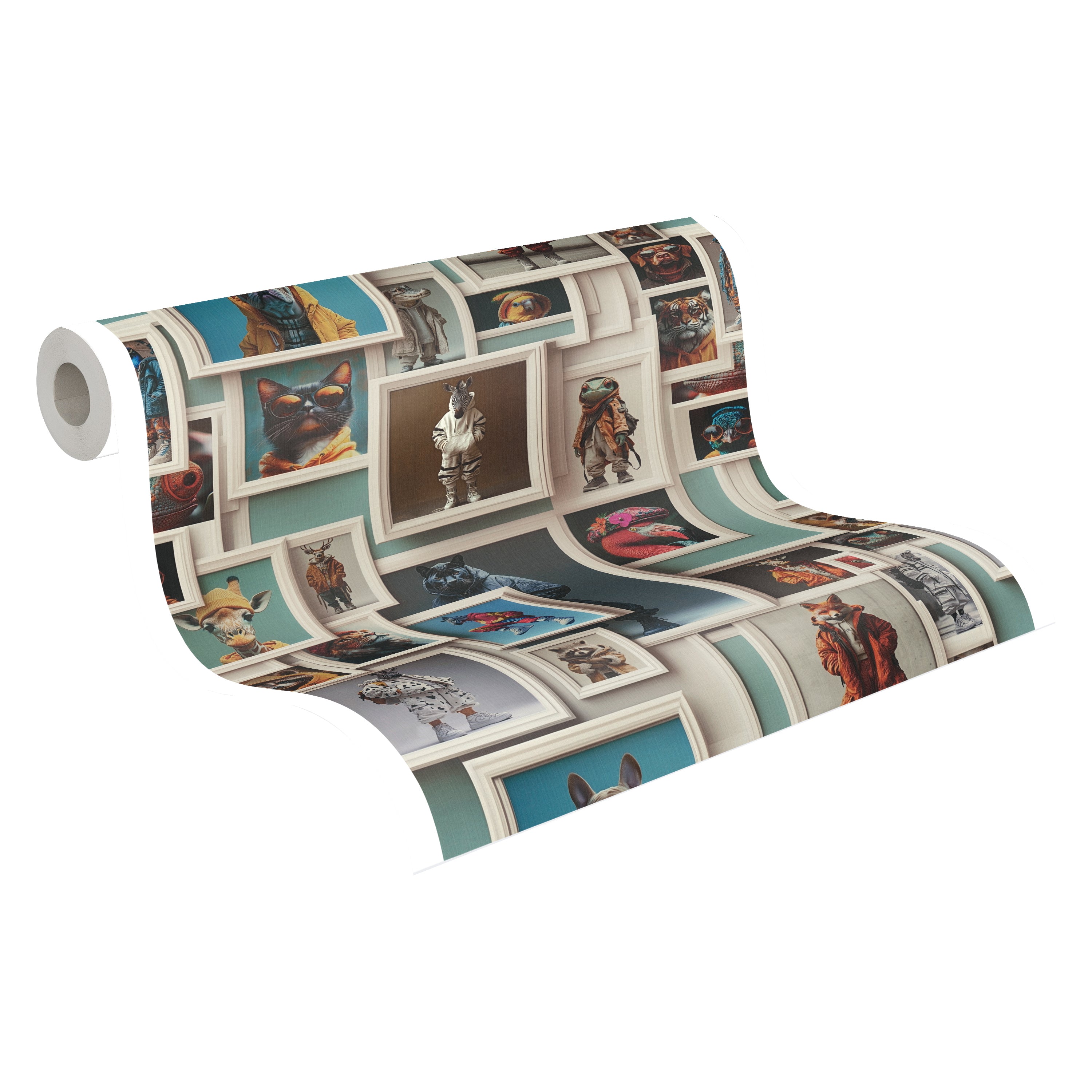 High-Quality Non-Woven Wallpaper Beige Animals