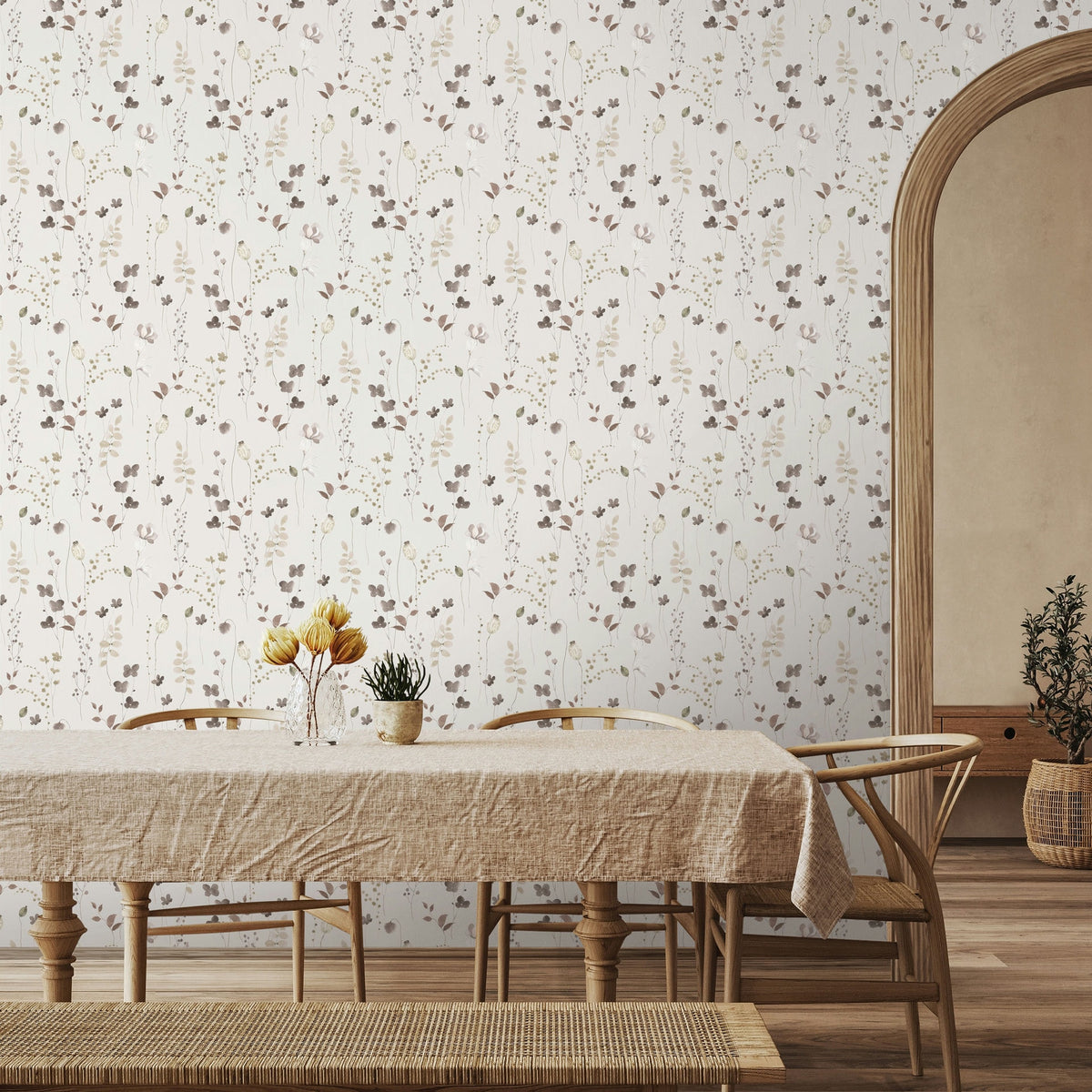 Vliestapete beige pflanzen