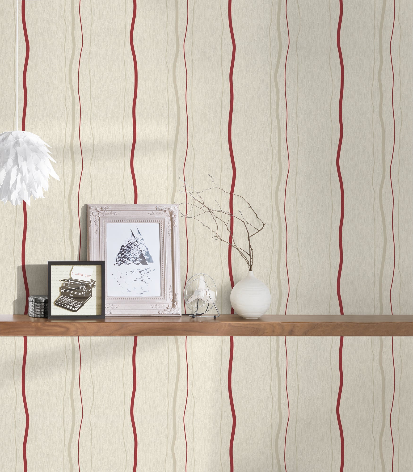 High-Quality Non-Woven Wallpaper Cream Striped Wallpaper
