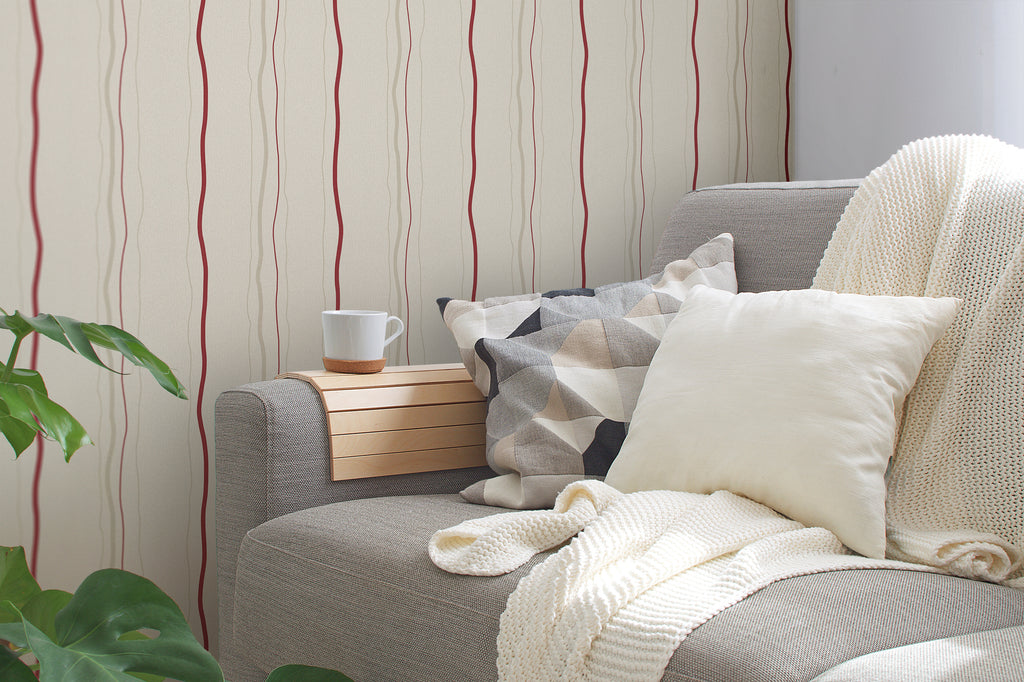 High-Quality Non-Woven Wallpaper Cream Striped Wallpaper