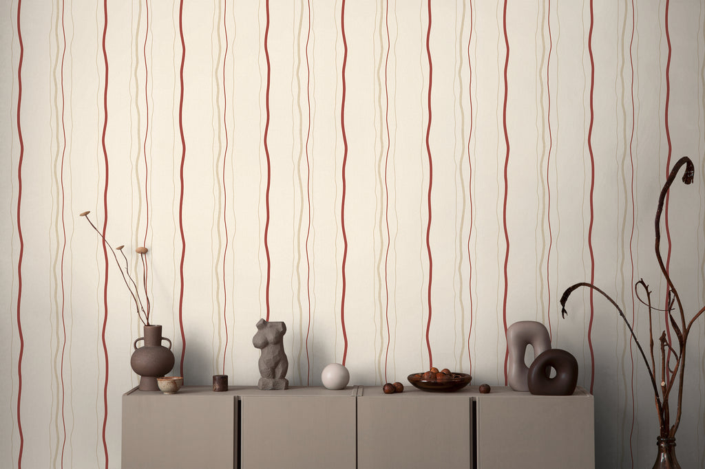 High-Quality Non-Woven Wallpaper Cream Striped Wallpaper
