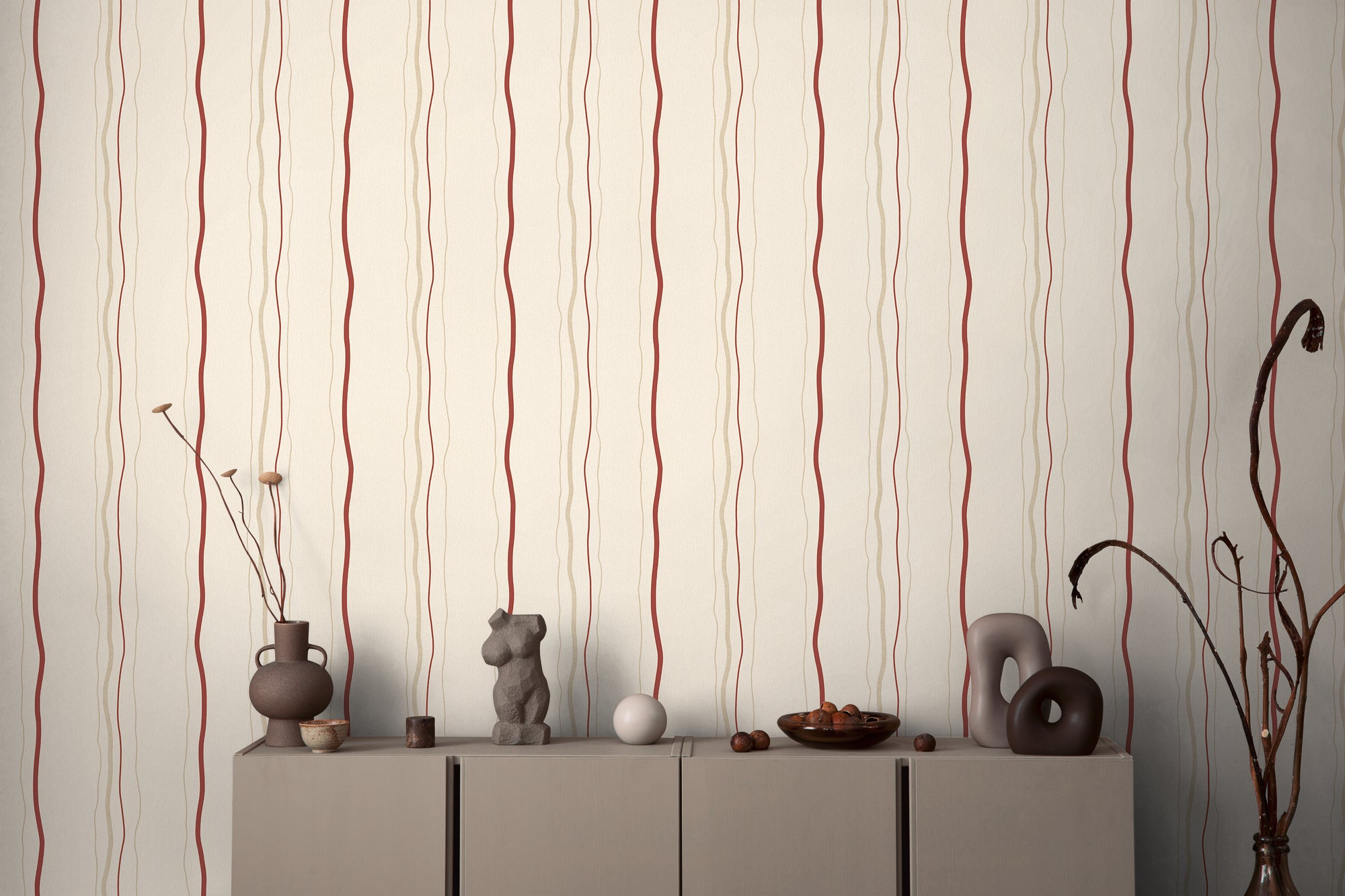High-Quality Non-Woven Wallpaper Cream Striped Wallpaper