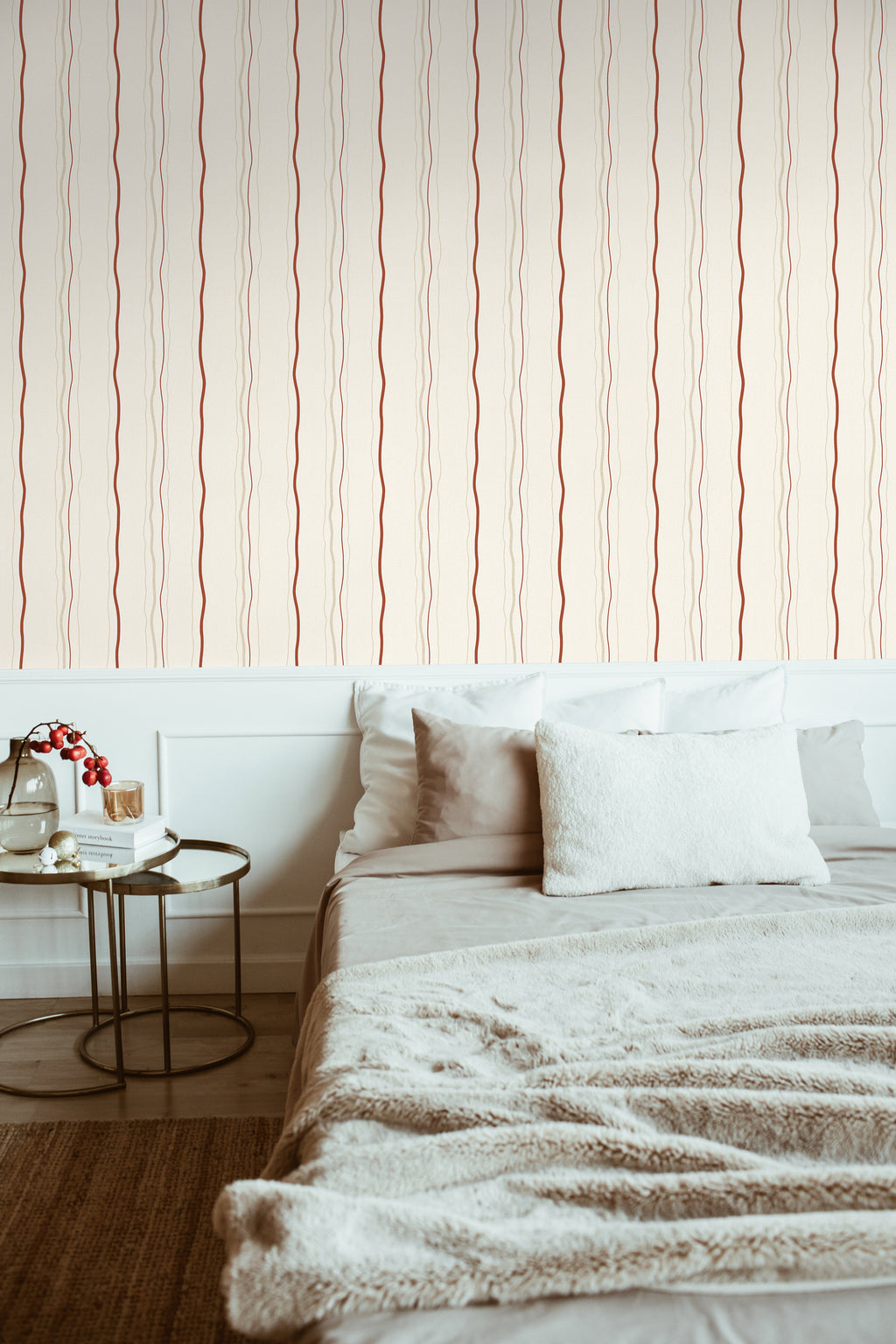 High-Quality Non-Woven Wallpaper Cream Striped Wallpaper