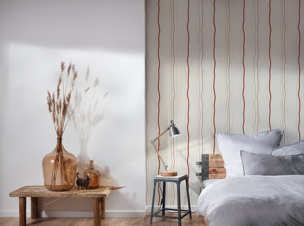 High-Quality Non-Woven Wallpaper Cream Striped Wallpaper