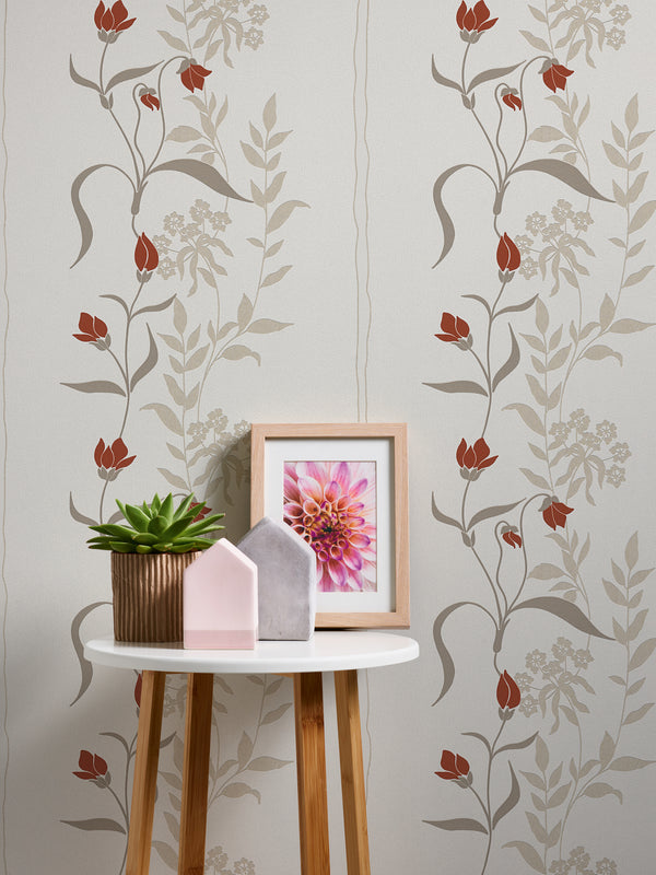 Hochwertige Vliestapete Creme Floral