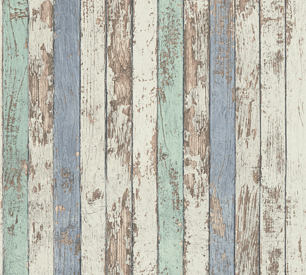 High-Quality Non-Woven Wallpaper Blue Wood Look