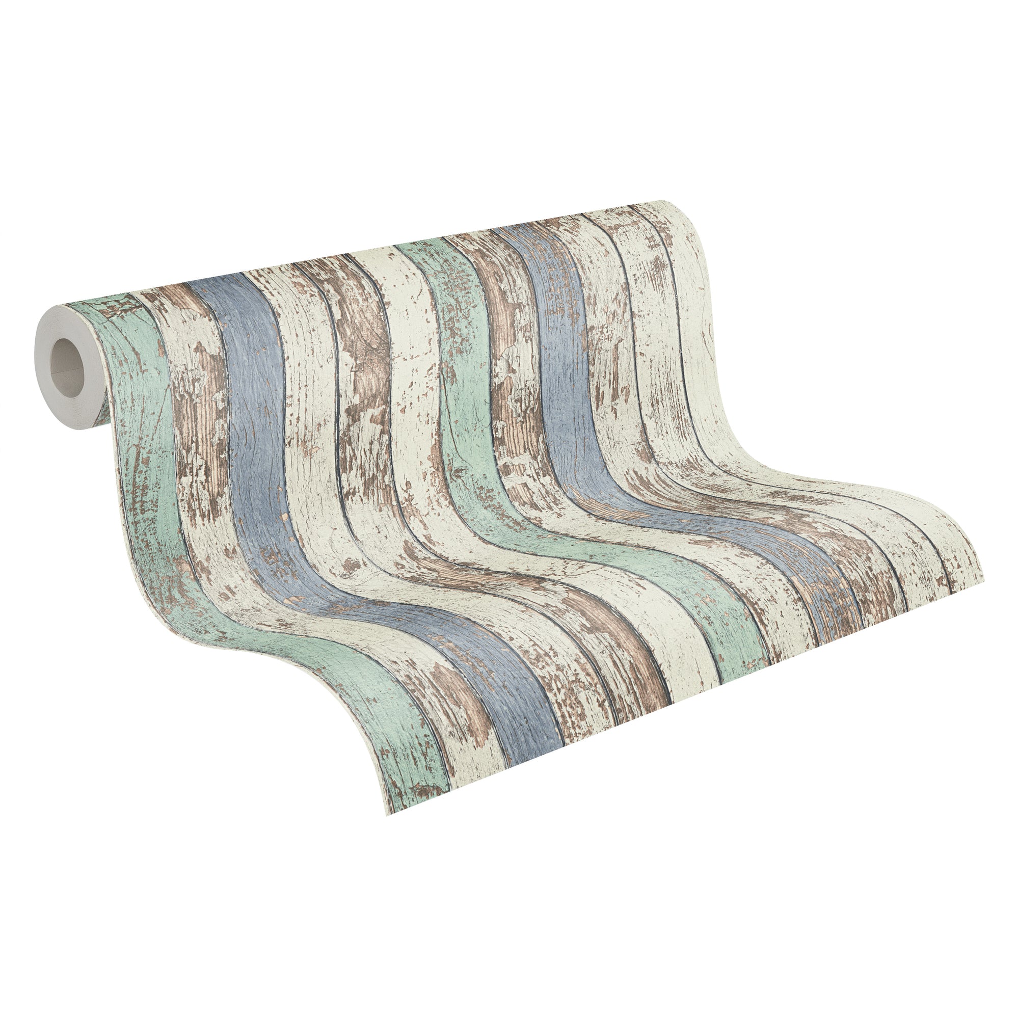 High-Quality Non-Woven Wallpaper Blue Wood Look