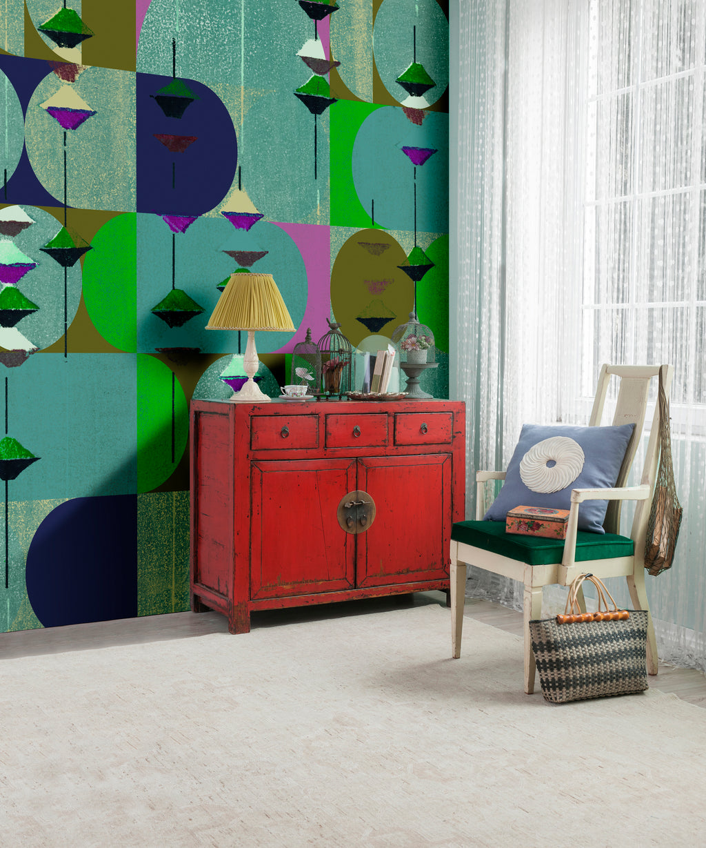 Digitally Printed Wallpaper Blue Abstract Wallpaper