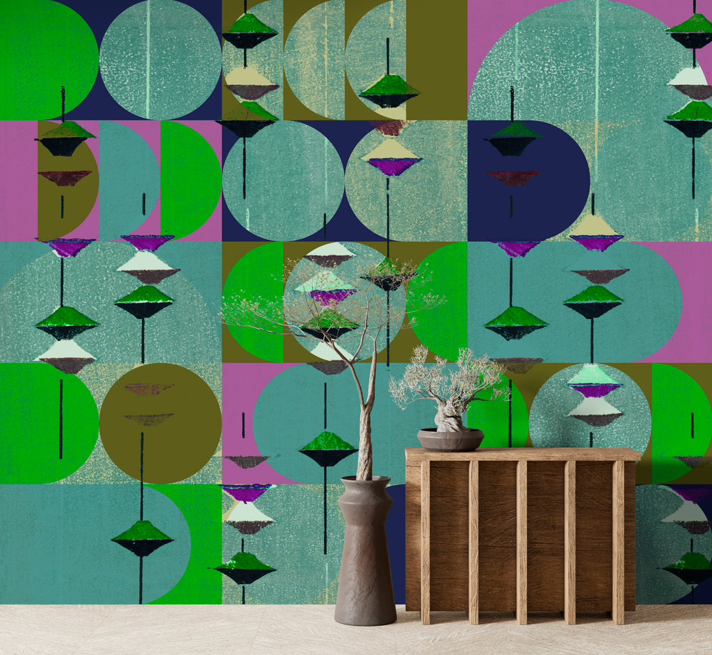 Digitally Printed Wallpaper Blue Abstract Wallpaper