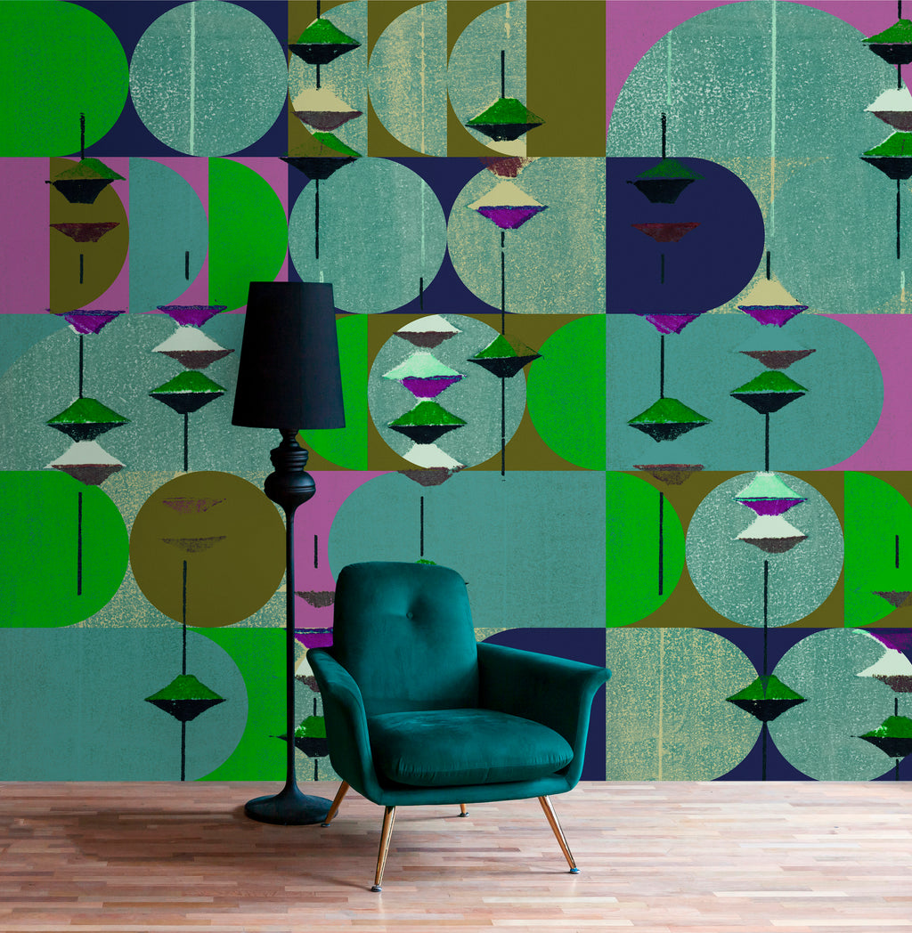 Digitally Printed Wallpaper Blue Abstract Wallpaper