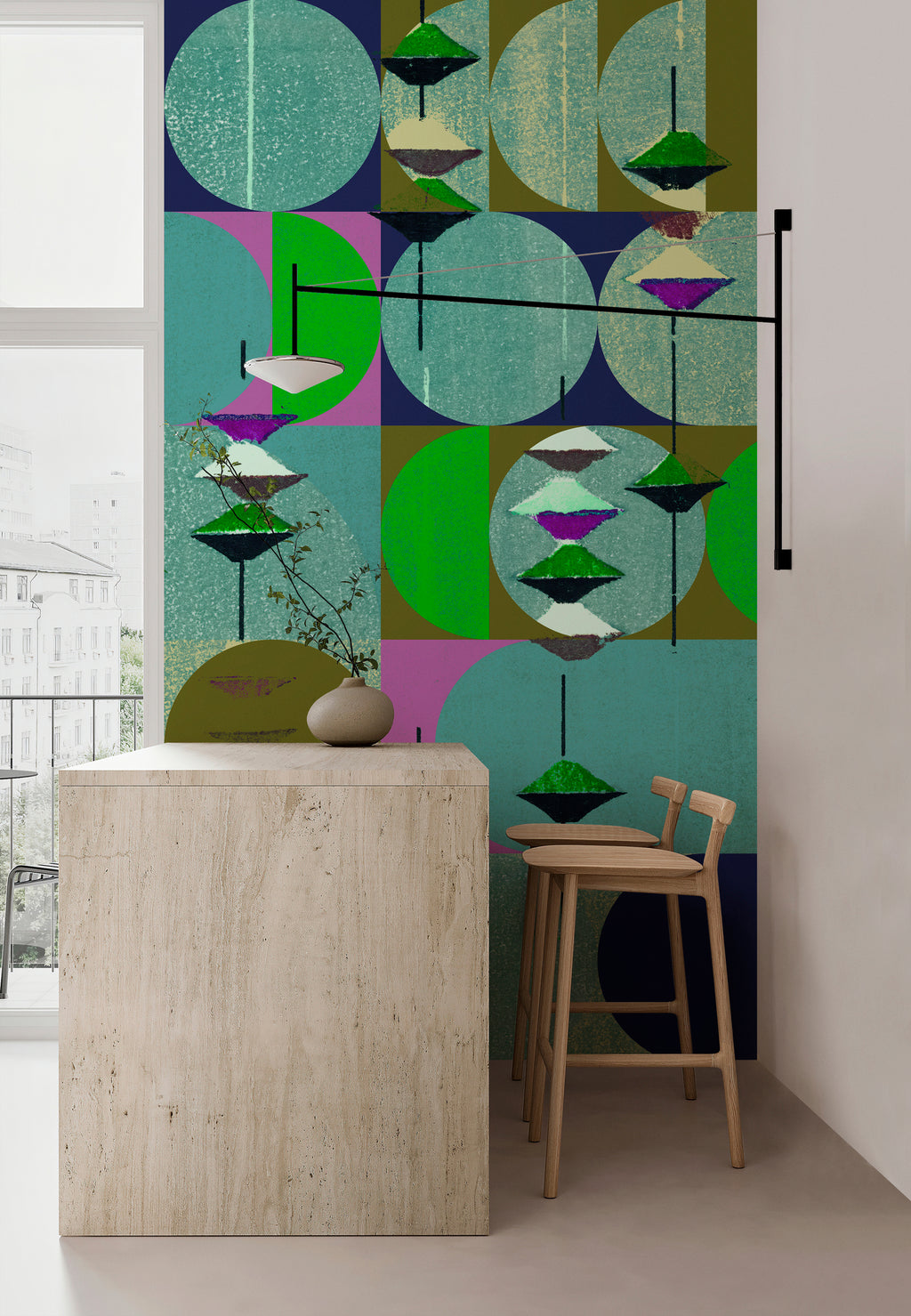 Digitally Printed Wallpaper Blue Abstract Wallpaper