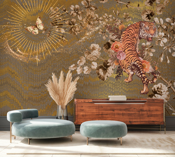 Photo Wallpaper Digital Print Photo Wallpaper Gold Animals