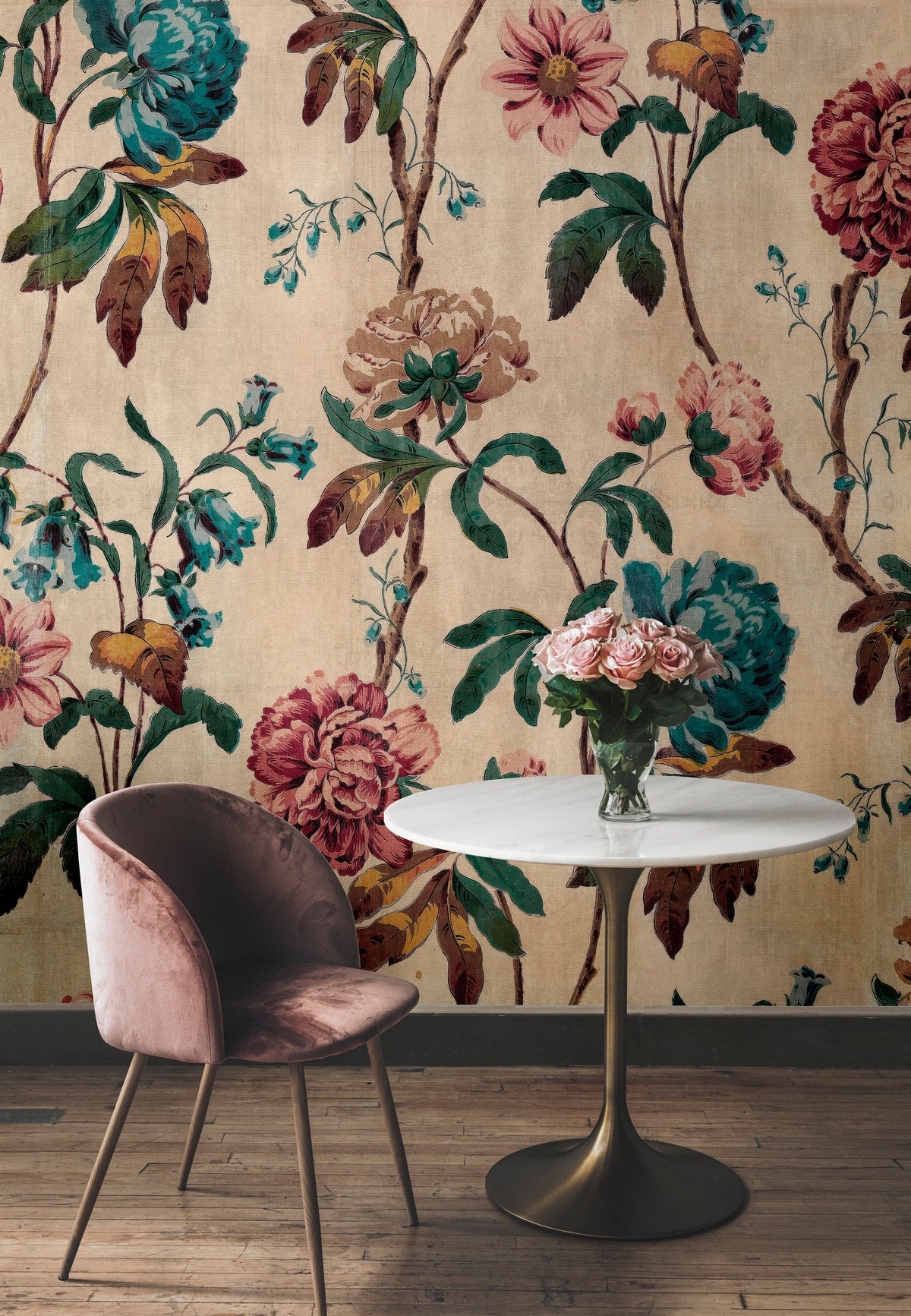 Fototapete im Digitaldruck Fototapete Beige Floral