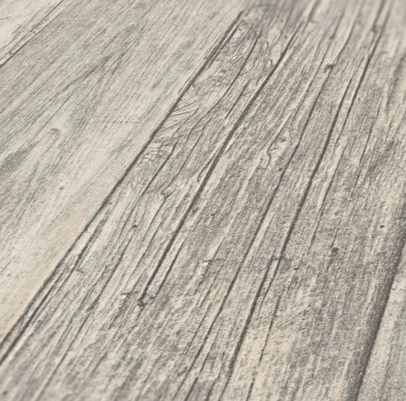 Hochwertige Vliestapete Grau Holzoptik