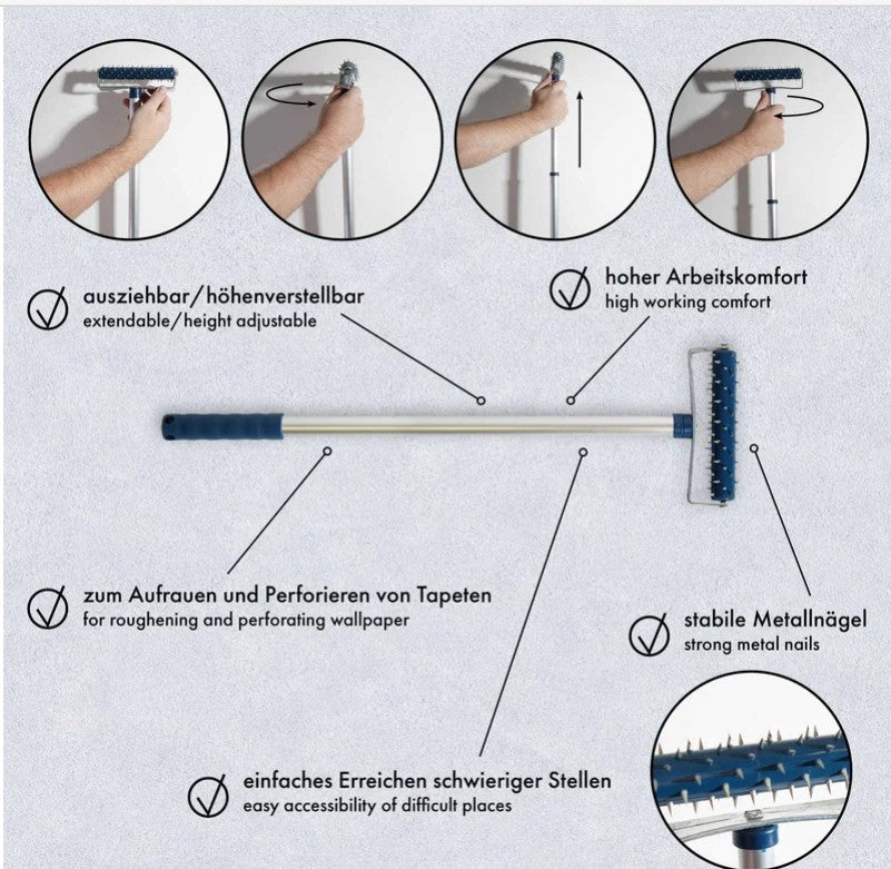 Teleskop-Igelwalze Stachelwalze ausziehbar 54-98 cm