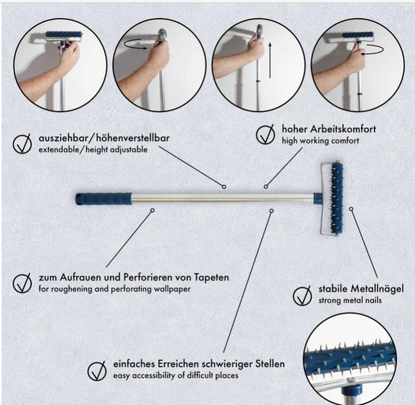 Teleskop-Igelwalze Stachelwalze ausziehbar 54-98 cm
